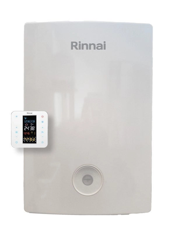 Chaudière à condensation Rinnai Momiji 29 kW Gaz naturel REB-KAI2529FF Low Nox + Kit d'évacuation des fumées + Chronothermostat Wi-Fi intégré