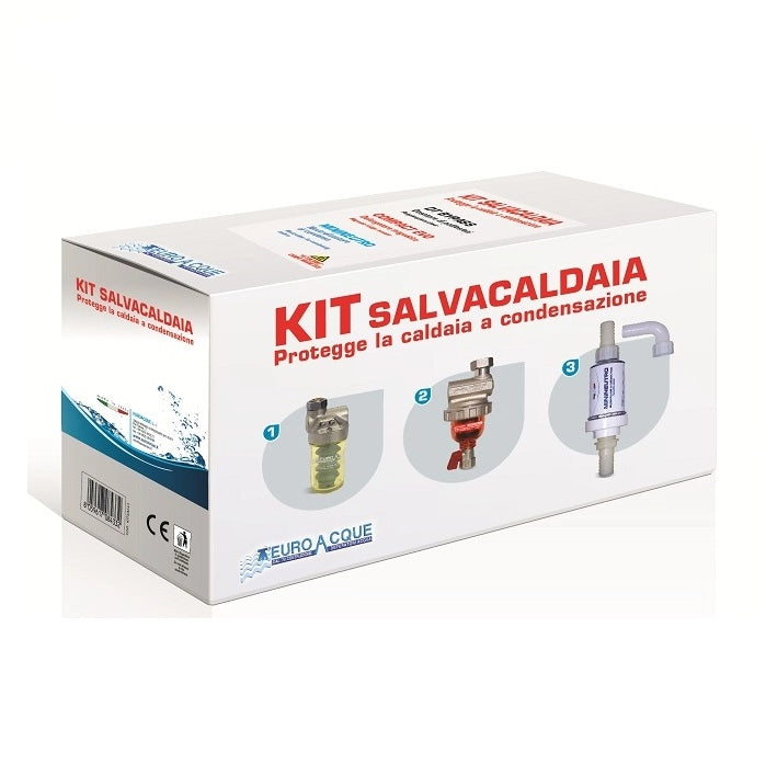 KIT EUROACQUE SALVACALDAIA2 DÉBOUEUR FILTRE MAGNÉTIQUE + DOSEUR DE POLYPHOSPHATES + NEUTRALISATEUR DE CONDENSATS