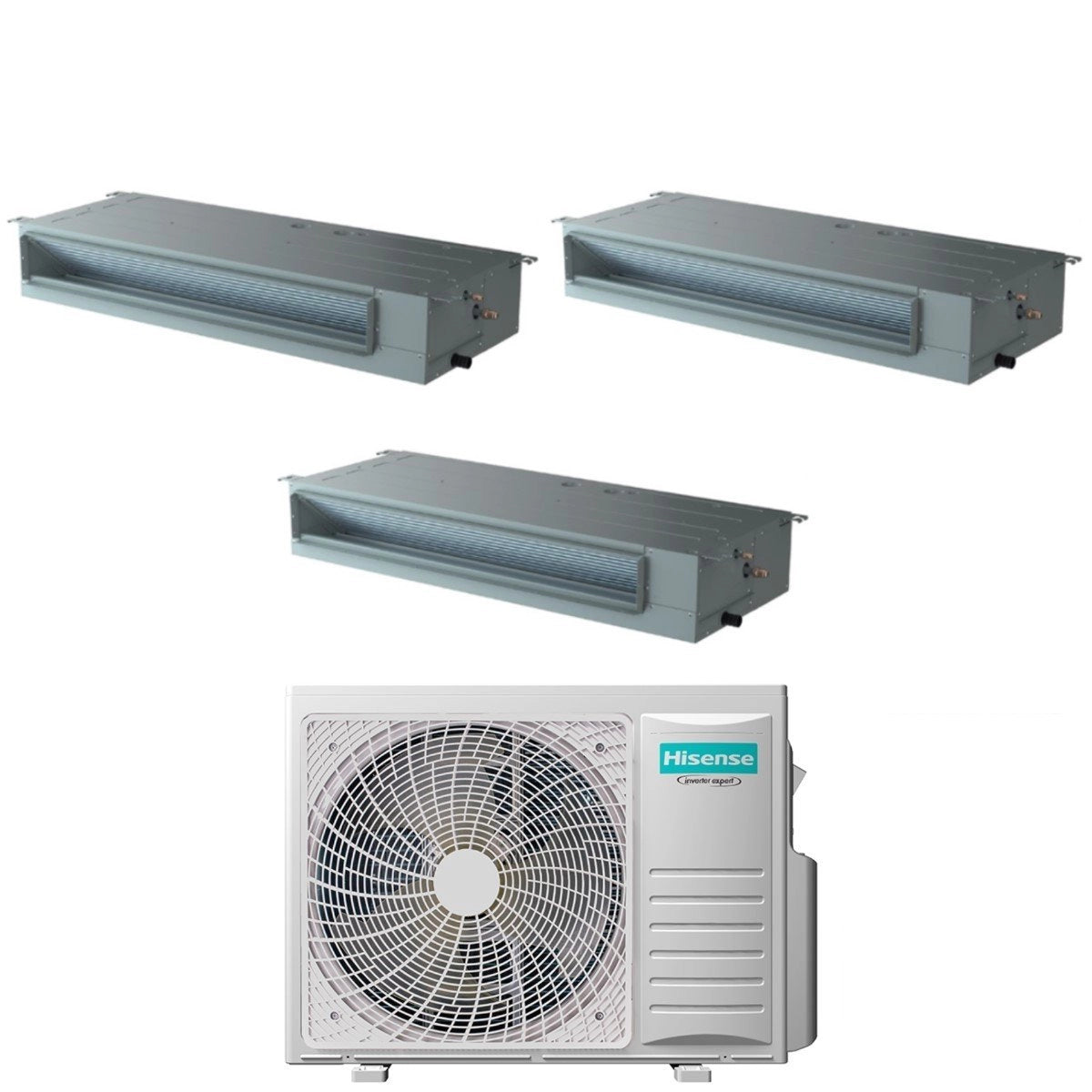 Climatiseur Hisense Inverter gainable Trial Split 9000+9000+12000 BTU 3AMW52U4RJC R-32 Wi-Fi en option avec télécommande de série