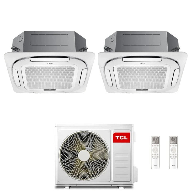 Climatiseur cassette 4 voies TCL Compact Dual Split 9000+9000 Btu MT1821 R-32 Wi-Fi en option