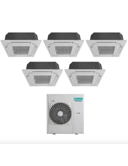 Climatiseur Hisense à cassette Penta Split 9000+9000+9000+9000+18000 BTU 5AMW125U4RTA R-32 avec télécommande de série et panneau inclus