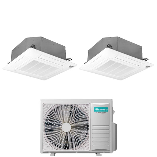 Climatiseur Hisense cassette Dual Split 9000+9000 BTU 2AMW52U4RXC R-32 Wi-Fi en option avec télécommande et panneau inclus
