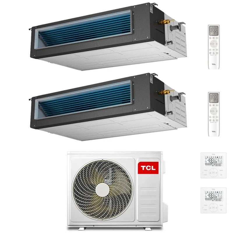 Climatiseur gainable TCL Dual Split 12000+12000 BTU MT1821 R-32 Wi-Fi en option avec commandes incluses