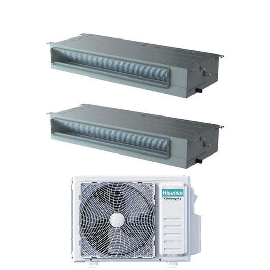 Climatiseur Hisense Inverter gainable Dual Split 9000+9000 BTU 2AMW52U4RXC R-32 Wi-Fi en option avec télécommande de série